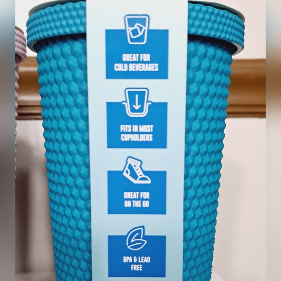 New Teal Manna 24oz Studded Tumbler Cold Cup With Reusable Straw - Picture 5 of 13